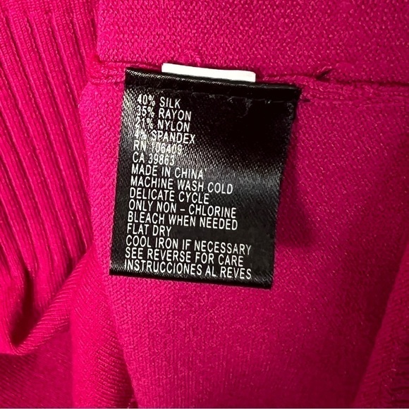 Alex Marie Sweater Fuchsia Silk blend short Sleeve Cowl Neck Women's Size Large - Picture 6 of 9